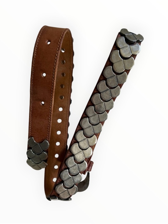 Ann Taylor Accessories - Vintage Ann Taylor silver scale metal bohemian stud belt on brown leather
